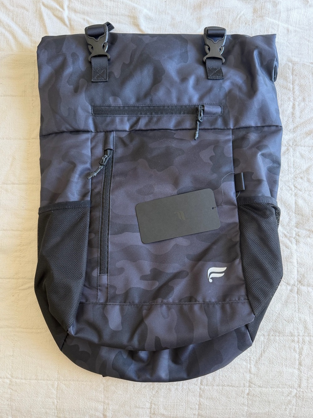 Fabletics Men's Black Dark Camo Roll-Top Backpack
